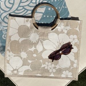 Tropical Print Jute Tote Bag Natural & Eco-Friendly